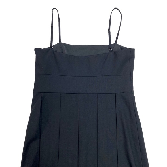 THEORY Wool Strap Shoulder Pleated Midi Dress In Black Style: Raquel - Picture 5 of 9